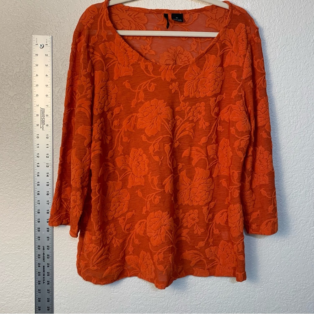 New Directions Orange Textured Women's Blouse